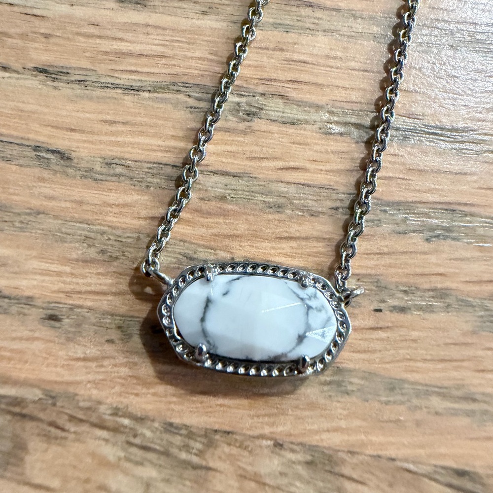 Kendra Scott Silver Necklace with White Stone